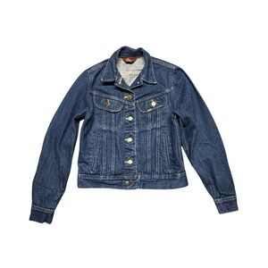 VTG Ms Lee Denim Jean Trucker Jacket Womens Small Made In USA 80's Western Blue